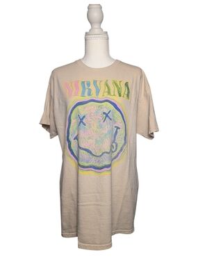 Nirvana Beige Graphic Band Tee - Neutral Multi-Color Print